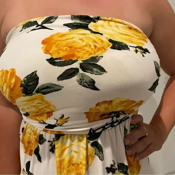 Vibe Marigold Strapless Maxi Dress Size Medium - Picture 2 of 3